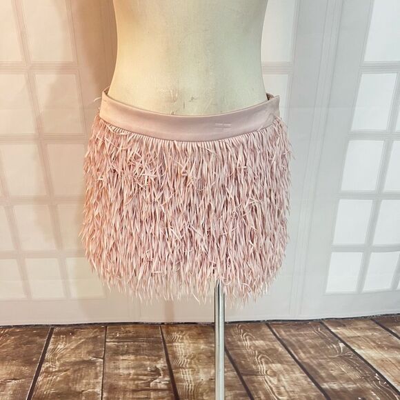Express soft pink fringe mini skirt size 8 - Picture 4 of 12